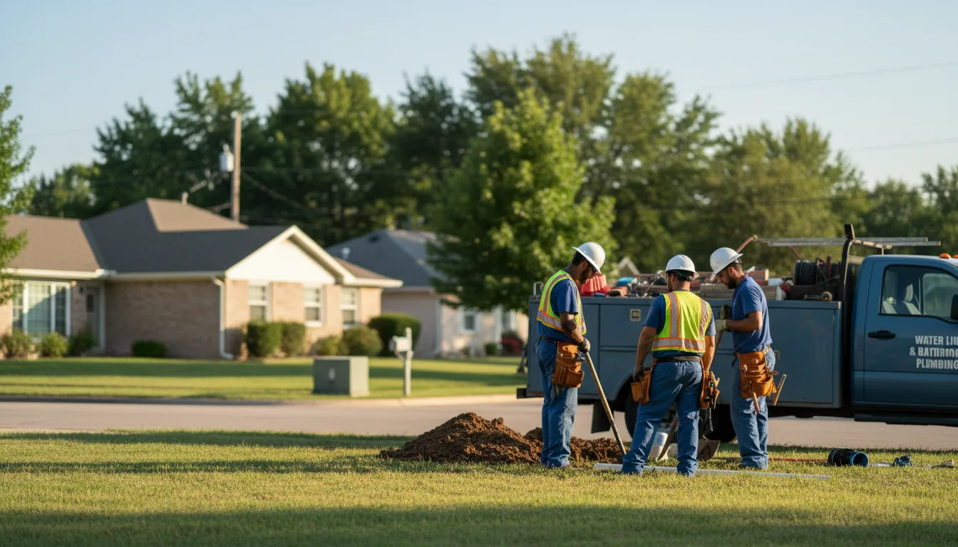 Residential water line and bathroom plumbing service in Fittstown, OK